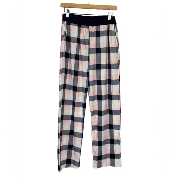 Menore Blue Pink Buffalo Plaid Pajama Pants For Women - Large - Picture 1 of 5